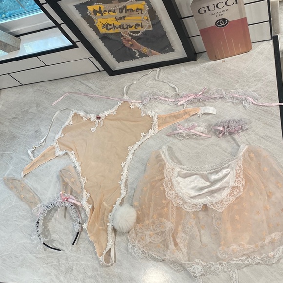 Other - Peachy mesh bunny maid lingerie